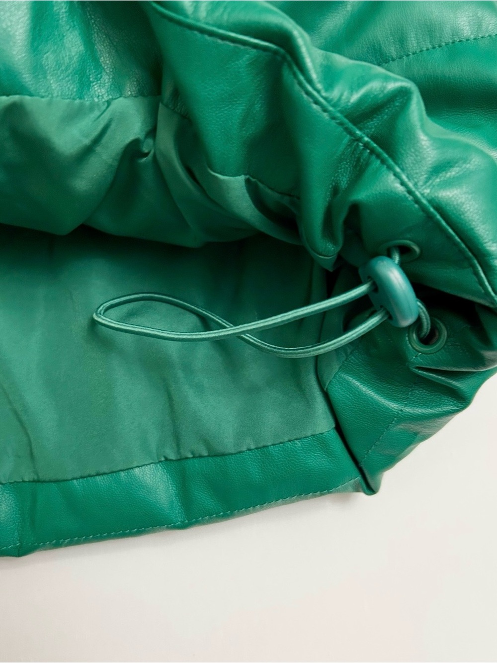 Love Tree Green Faux Leather Puffer Vest Small NWT Vegan Leather Water Resistant - Picture 9 of 9
